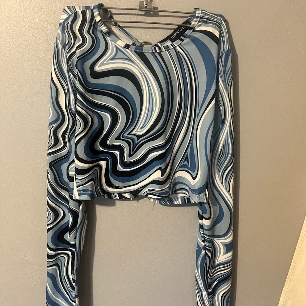 Blue Swirl Long Sleeve Top